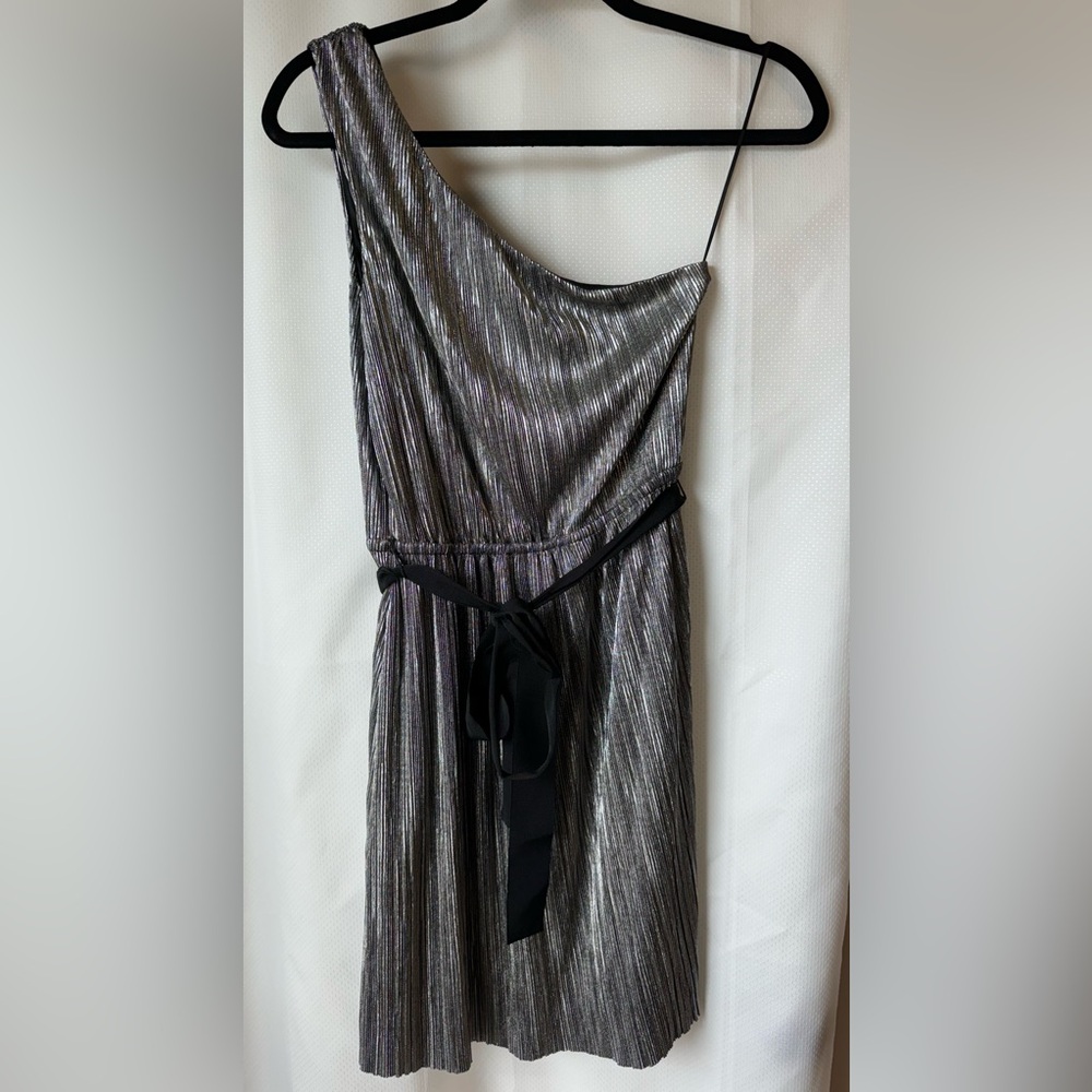 Express Metallic One Shoulder Dress